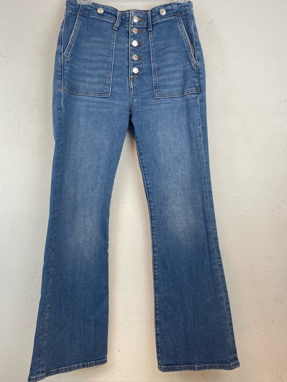 High-Rise Button-Fly Women's Blue Jeans Loft Size 28